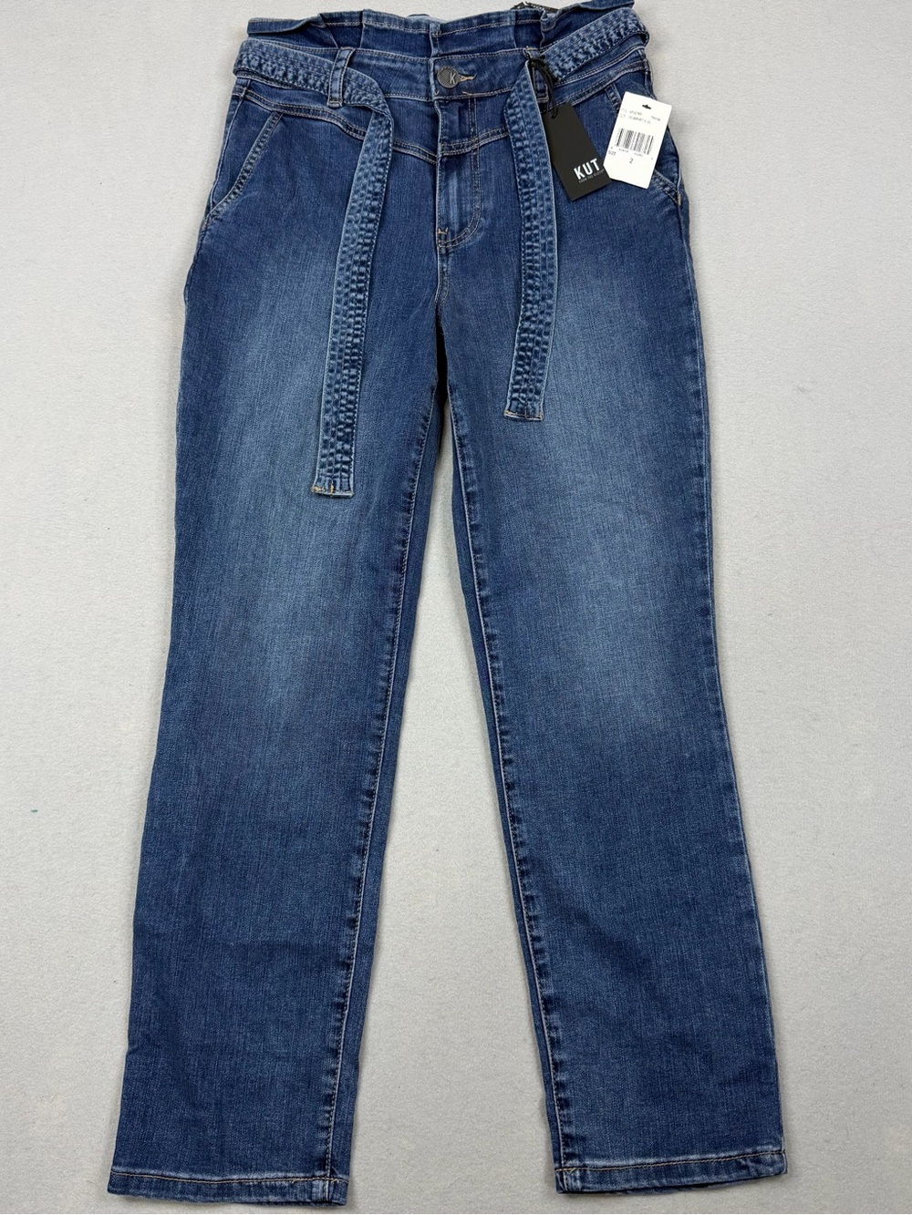 NWT KUT From The Kloth Reese Jeans Womens 2 High Rise Belted Straight Ankle